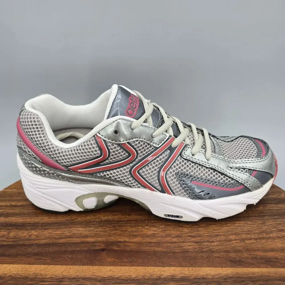 Aetrex Zoom Runner Shoes Womens 8.5 M Silver Cranberry Pink Orthotic Sneakers